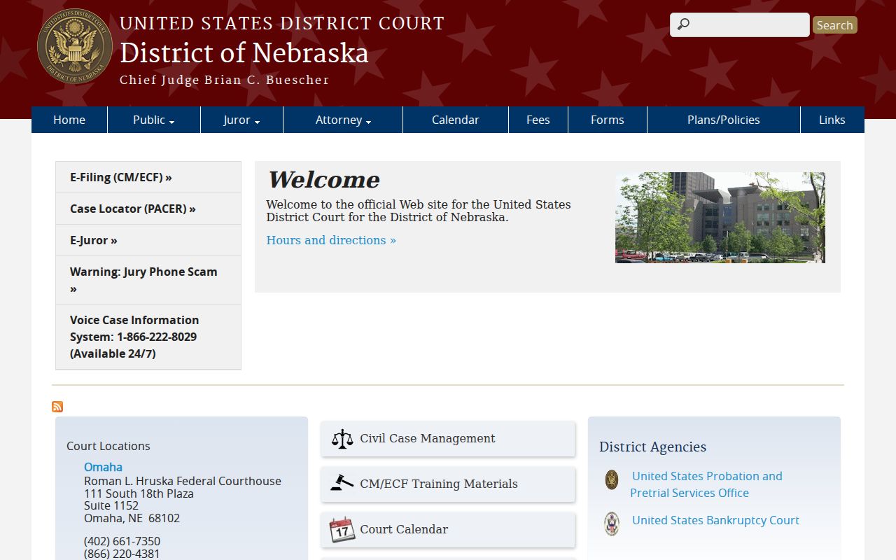 Bloomfield criminal records federal District of Nebraska court