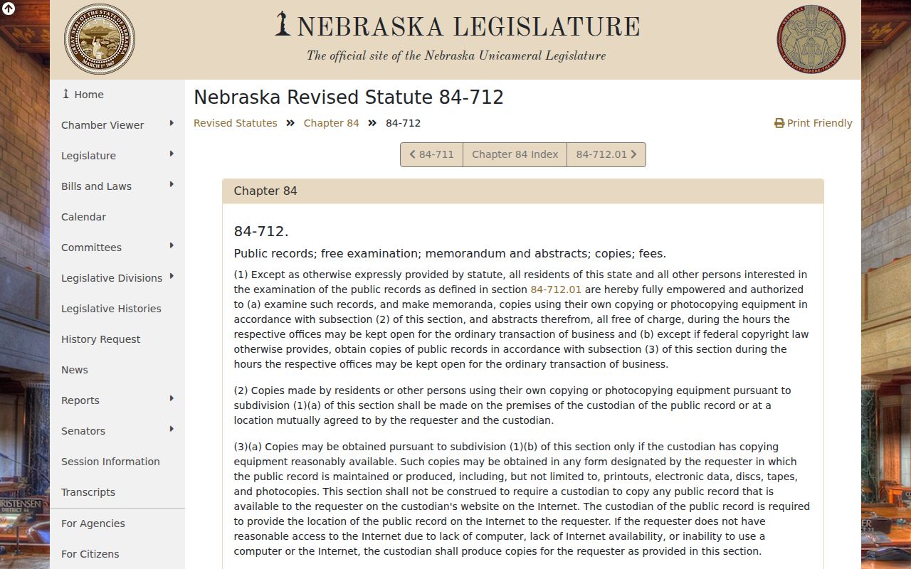 Bloomfield criminal records access under Nebraska public records law