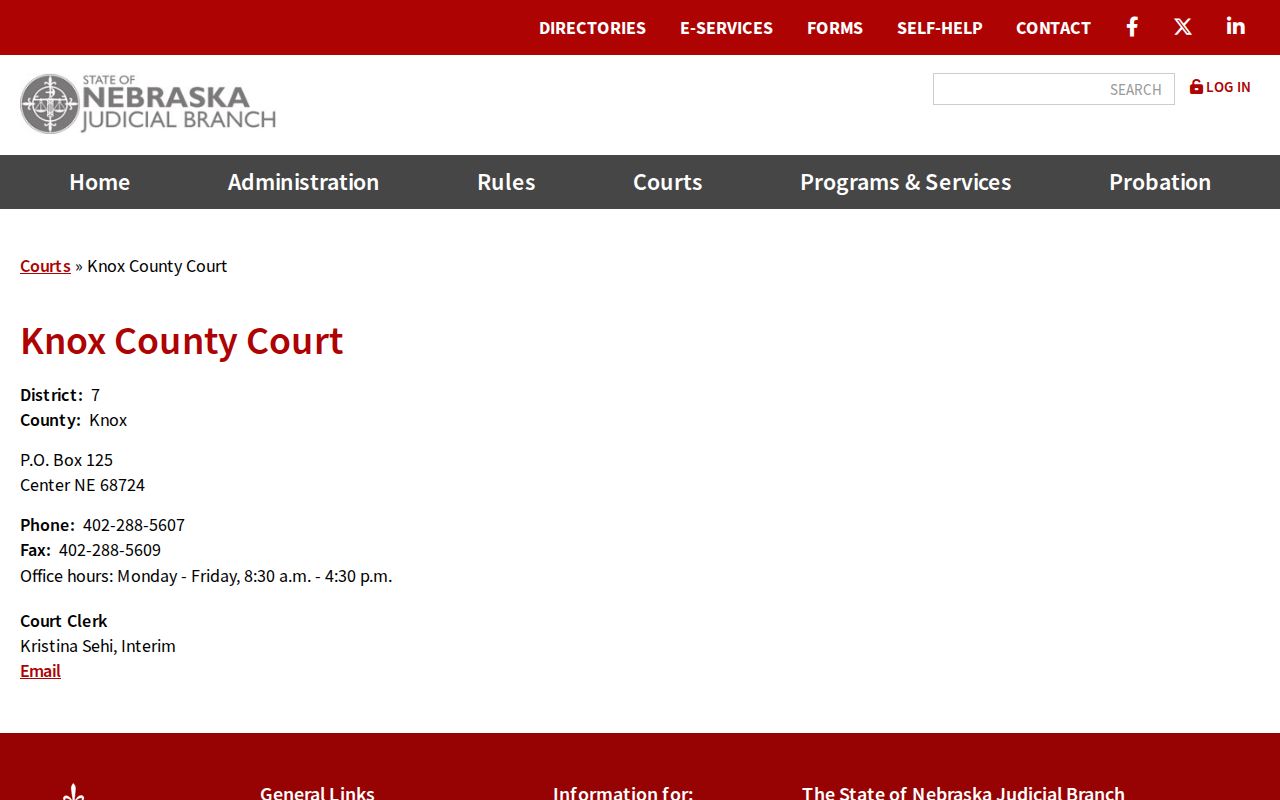 Knox County criminal court cases County Court contact page