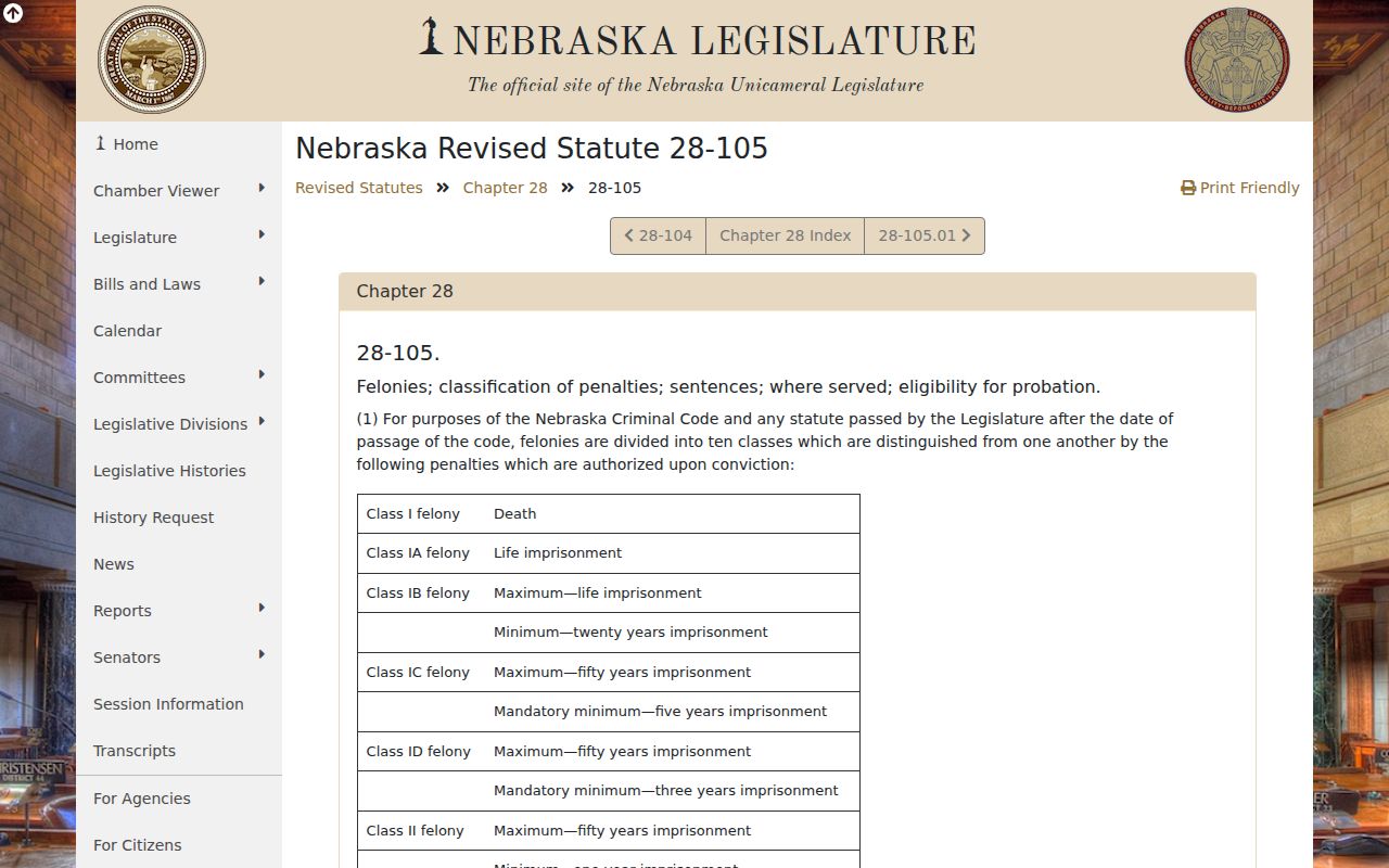 Nebraska felony law relevant to Creighton criminal court records