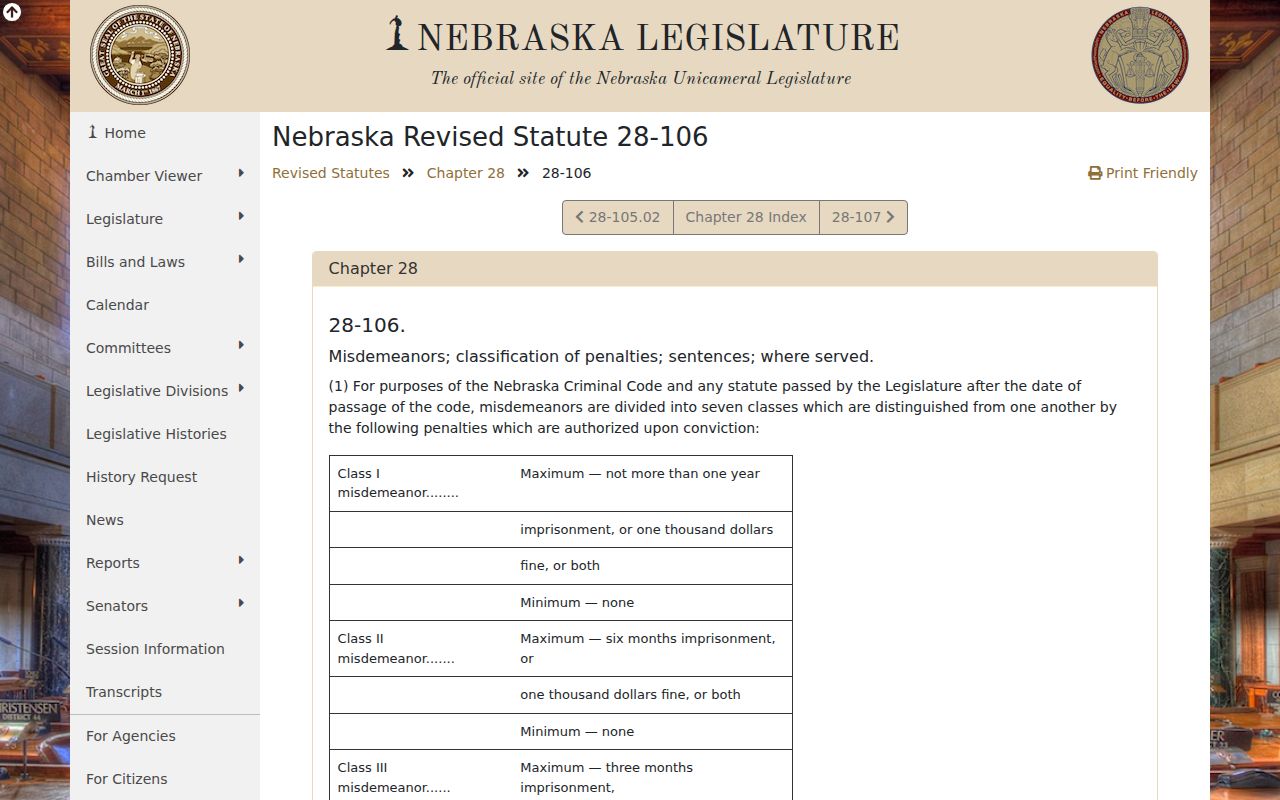 Nebraska misdemeanor statute used to interpret Creighton criminal records