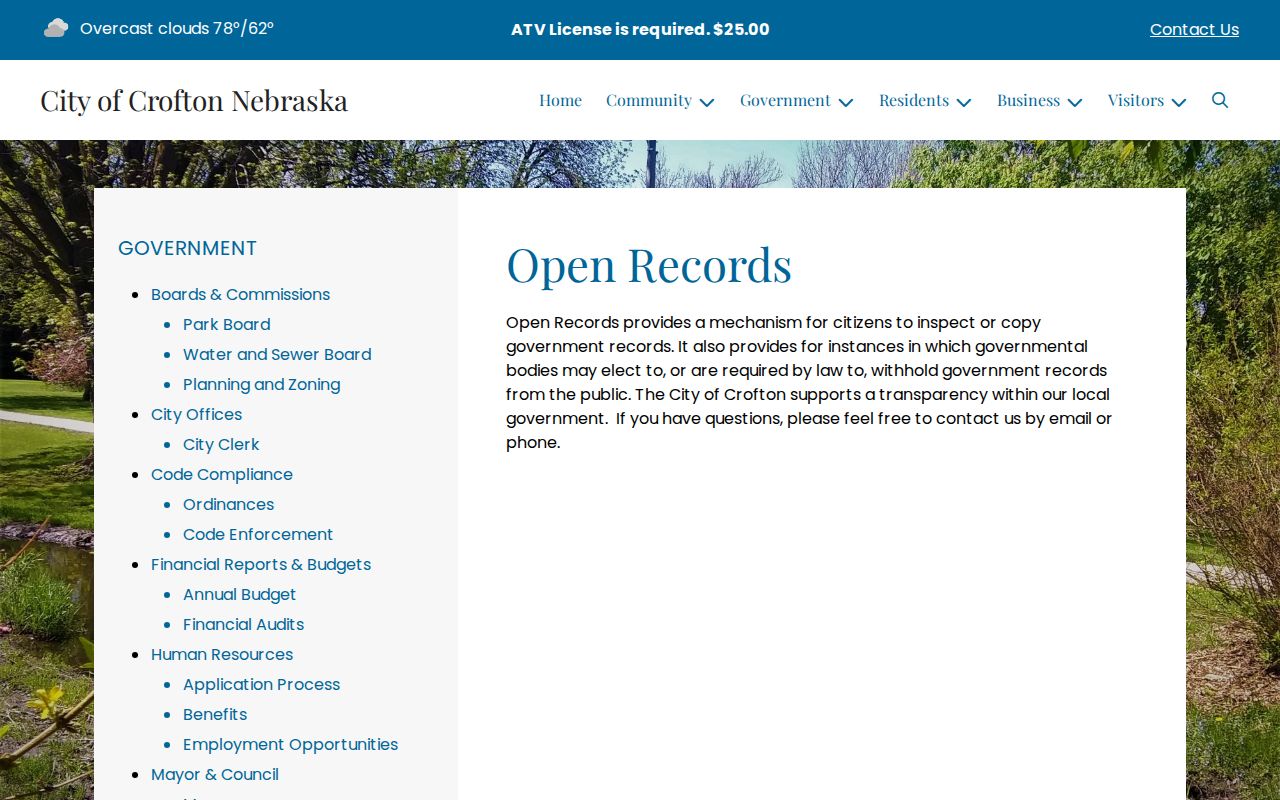 Crofton criminal records city open records channel